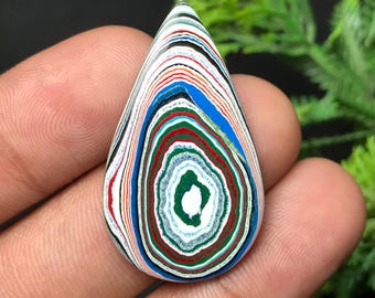 Genuine Fordite Cabochon: Detroit Agate | Pear Gemstone For Jewelry Making (35x21x4mm, 9.80cts) F-021