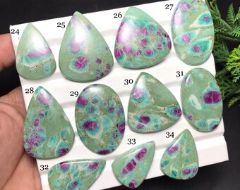 Natural Ruby Fuchsite Cabochon: Gemstone for Jewelry Making