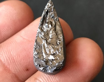 Silver Silicon Druzy: Pear Druzy for Jewelry Making (25x11x8mm, 9.30Cts)