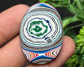 Genuine Fordite Cabochon: Detroit Agate | Oval Gemstone For Jewelry Making (37x26x5mm, 20.00cts) F-008