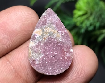Natural Cobalto Calcite Druzy: Pear Gemstone for Jewelry Making (24x16x6mm, 18.70cts) 002