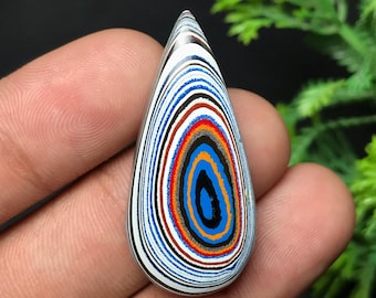 Genuine Fordite Cabochon: Detroit Agate | Pear Gemstone For Jewelry Making (37x17x7mm, 17.30cts) F-022