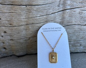 Crystal Sunburst Everyday Gold Waterproof Necklace