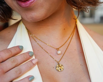 Glass Pearl Everyday Gold Waterproof Necklace