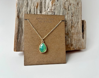 Green Opal Pendant  on a 16-18 inch gold plated brass chain