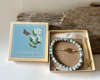 I Celebrate You Box, bracelets and a quartz crystal