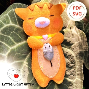 Cat Stuffed Animal Pattern, Cat Stuffed Animal Sewing Pattern, Cat Pattern Fabric, Cat Heart Pattern, Toy Cat Sewing Pattern, Kitten Sewing