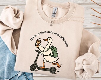 Sudadera "A recopilar datos y tomar cafeína", divertida sudadera de cuello redondo de psicología escolar, regalo para analista de conducta, jersey de educación especial