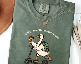 Camiseta para pensar demasiado, camiseta con humor sobre la ansiedad, camiseta gráfica con colores cómodos, regalo para la salud mental de los introvertidos.