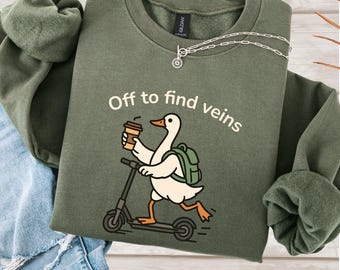 Sudadera "A buscar venas", divertida sudadera con forma de ganso de flebotomista, regalo para dibujar en el laboratorio, cuello redondo para trabajador médico