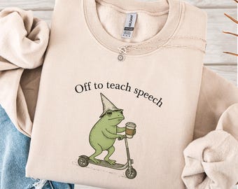 Sweat-shirt orthophoniste, pull pour enseigner l'orthophonie, col rond en trottinette grenouille drôle, cadeau SLP, pull pour enseignant IEP
