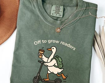 Camiseta de regalo para bibliotecario escolar, camiseta "A crecer lectores", camiseta de especialista en medios de biblioteca de primaria