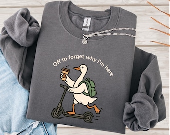 Sudadera "A olvidar por qué estoy aquí", divertida sudadera de cuello redondo con TDAH, humor sobre salud mental, regalo con el que te puedes identificar.