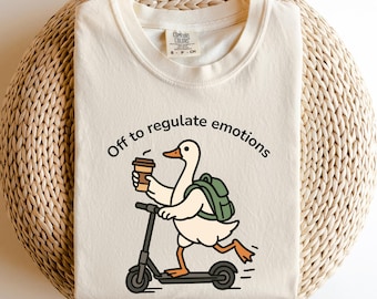Camiseta "A regular las emociones", camiseta para profesores de salud mental, regalo para consejeros SEL, camiseta con colores divertidos y reconfortantes de pato.