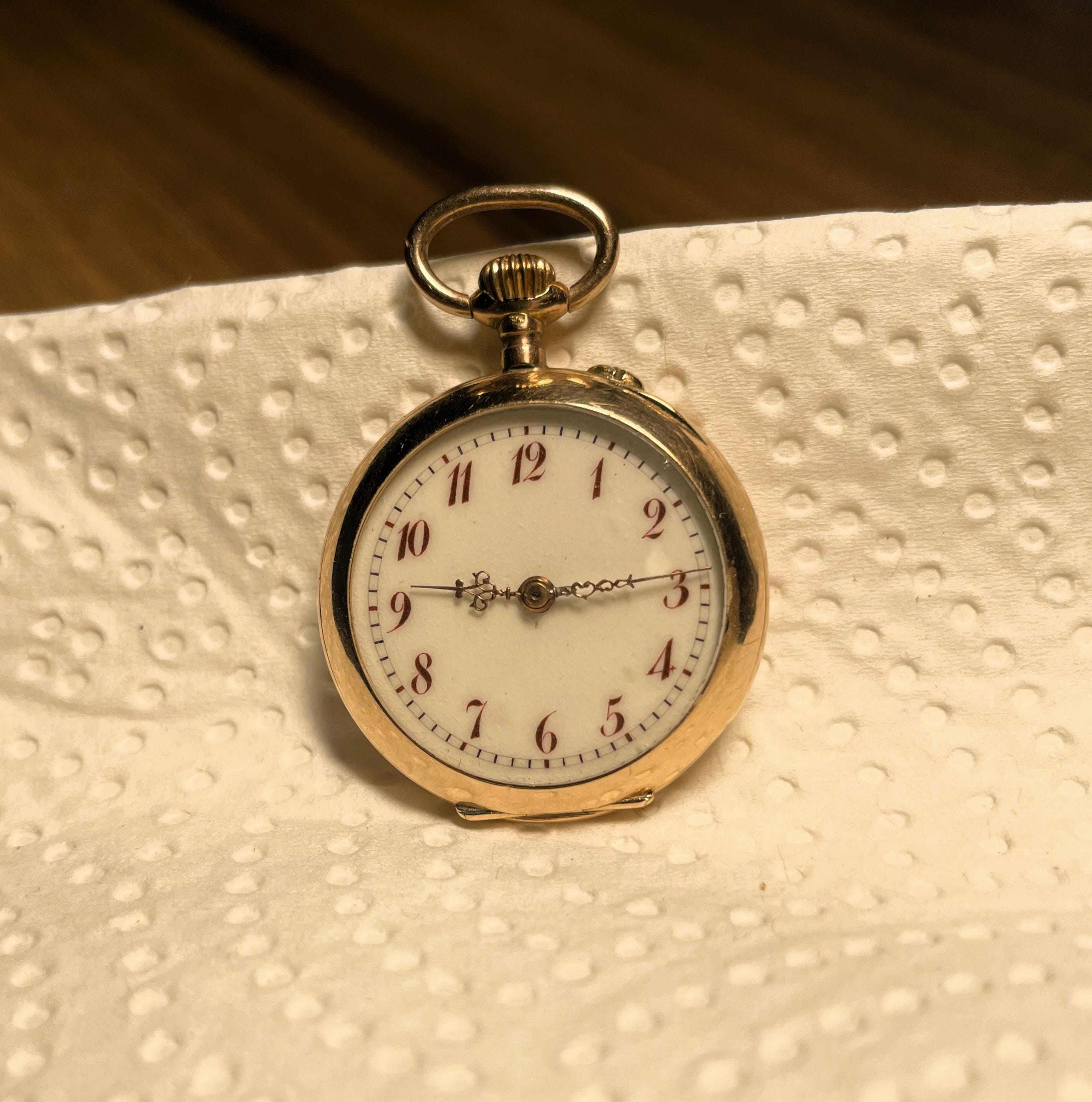 Taschenuhren Taschenuhr Remontoir Cylindre 10 Rubis 585 Gold Wert