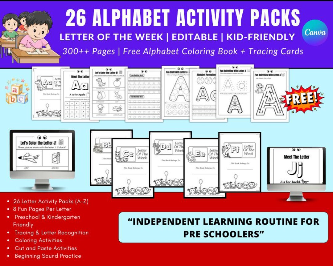 Letter of the Week Printable Worksheets,300 Pages,alphabet Tracing ...