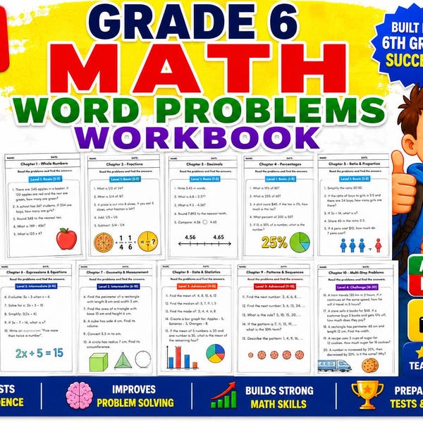 Math Prroblem Sheet.pdf Printable 6 Grade Math - Etsy UK