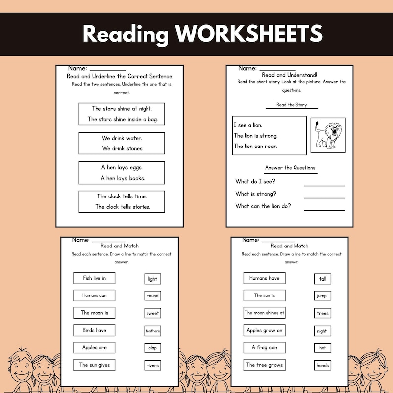 Reading Worksheets,printable Reading Preschool,phonics,sight Words