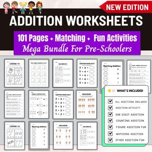 100++ Addition Worksheets,Preschool Math,Pre-K Beginning Math,Counting, earning to Add, Kindergarten Worksheet,Addition,Preschool Worksheets