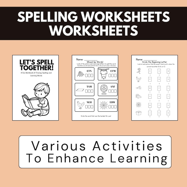 130+ Printable Spelling Worksheets,learn to Spell,phonics Sight Word ...