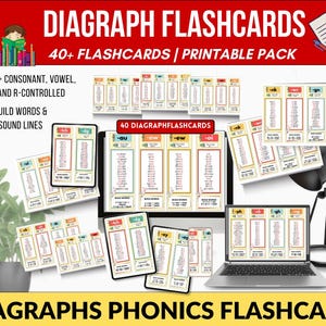 40+ Digraphs Flashcards Phonics Printable Cards for Kids  Reading  Literacy Activities | Classroom & Homeschool Resource,classroom literacy