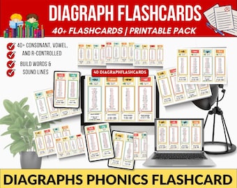 40+ Digraphs Flashcards Phonics Printable Cards for Kids  Reading  Literacy Activities | Classroom & Homeschool Resource,classroom literacy