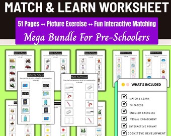 Printable Matching Worksheets,matching for preschooler,Match the Picture,Kindergarten Preschool Activity,Busybook,Educational Pages,matching