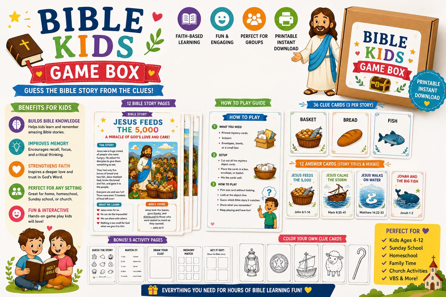 Bible Game Printable Kids,sunday School Game,christian Activity Kids ...