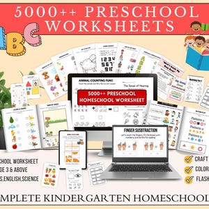 5000+ Preschool worksheet bundle,homeschool printables,Preschool Mega Learning Printables, Worksheets Early Learning Homeschool Classroom