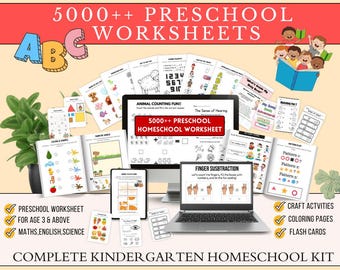 5000+ Preschool worksheet bundle,homeschool printables,Preschool Mega Learning Printables, Worksheets Early Learning Homeschool Classroom