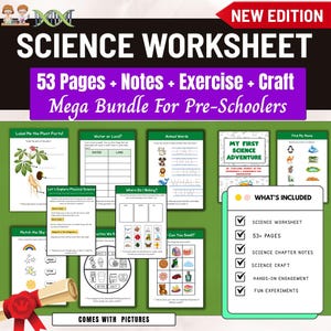 science worksheets, preschool science, kindergarten science, science preschool, year 1 science, prek science, homeschool science, printable science, science workbook, science activities kids, STEM worksheets, early learning science, science, teaching resources, teacher resources,