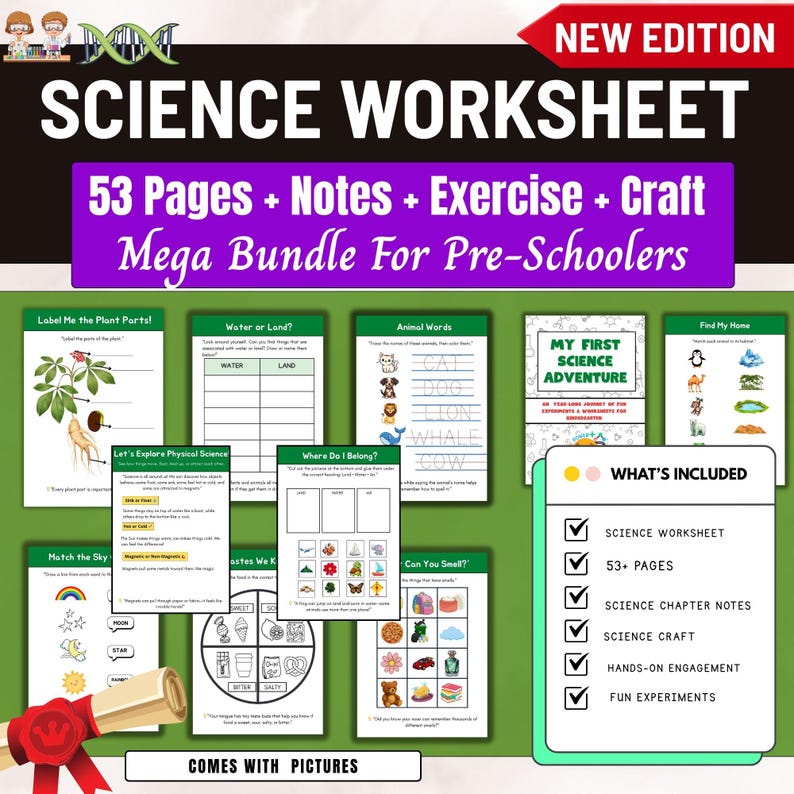 science worksheets, preschool science, kindergarten science, science preschool, year 1 science, prek science, homeschool science, printable science, science workbook, science activities kids, STEM worksheets, early learning science, science, teaching resources, teacher resources,