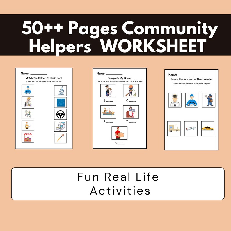 50 Pages Community Helpers Preschool Activity,job Occupation Busy Book ...