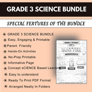 Grade 3 Science Worksheets Bundle | 130+ Printable Science Activities | 3rd Grade Science Workbook | Homeschool Science Curriculum