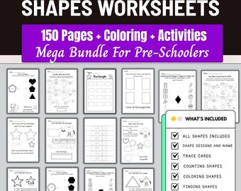 150+ Shape Worksheet, Preschool Shape Tracing, Basic Shape, Shape Tracing Worksheet, Pre-K Printable Shape Worksheets, Homeschool Worksheets