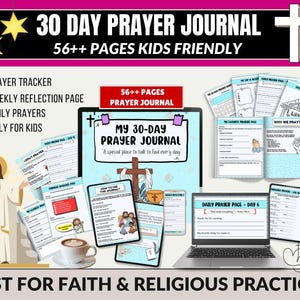 56 Pages Kids Prayer Journal,Children Prayer Workbook,Christian Journal for Kid,Daily Devotional Printable,Bible Activity,Faith Planner Kids