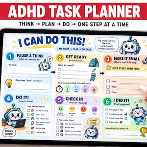 Agenda per attività per bambini con ADHD / Scheda di lavoro sulle funzioni esecutive / Suddivisione delle attività stampabile (download digitale) Materiale stampabile per l'ADHD
