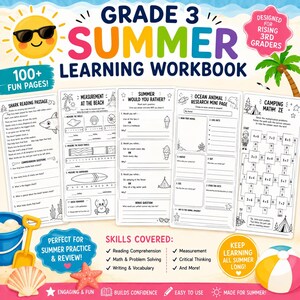 Peut inclure: Cahier d'exercices d'&eacute;t&eacute; pour les &eacute;l&egrave;ves de 3e ann&eacute;e, avec plus de 100 pages amusantes. La couverture pr&eacute;sente un soleil souriant portant des lunettes de soleil. &Agrave; l'int&eacute;rieur, des pages pour la compr&eacute;hension de la lecture, les math&eacute;matiques et l'&eacute;criture.