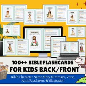 100++ Bible Flashcards for Kids,Bible Character FlashcardsChristian Learning Card,Printable for Sunday School Homeschool,Christian Education