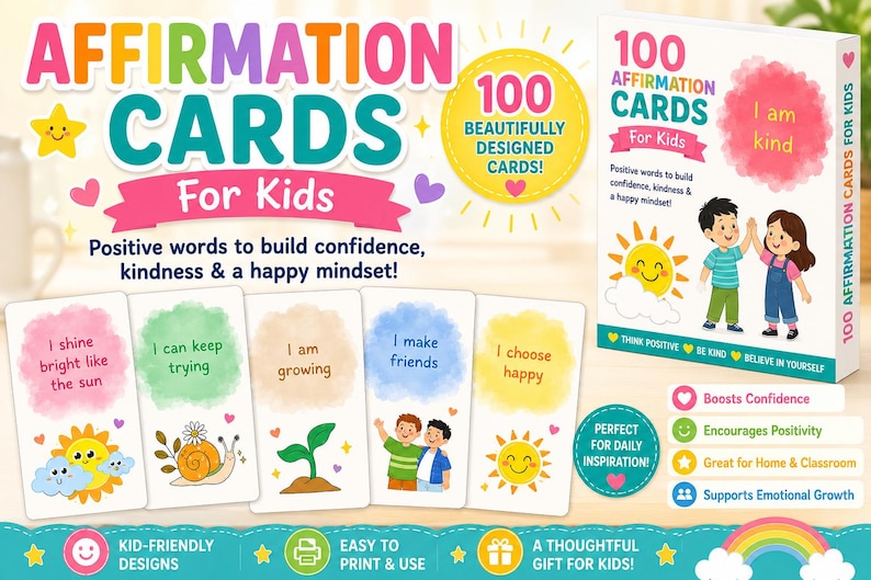 100 Positive Affirmation Cards for Kids | Printable Confidence Builders ...