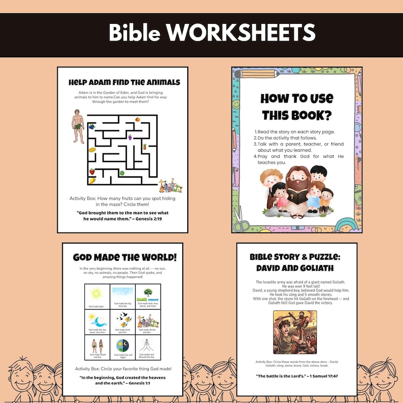 51++bible Activity Pack,bible Worksheets,sunday School Prints,bible ...