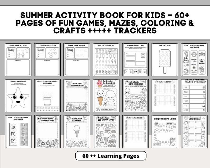 60 Page Printable Summer Activity Bundle & Tracker for Kis,summer Camp ...