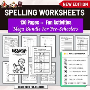 130+ Printable Spelling Worksheets,Learn to Spell,Phonics Sight Word Practice,Homeschool printables,grade 1 prints,english worksheets,spell