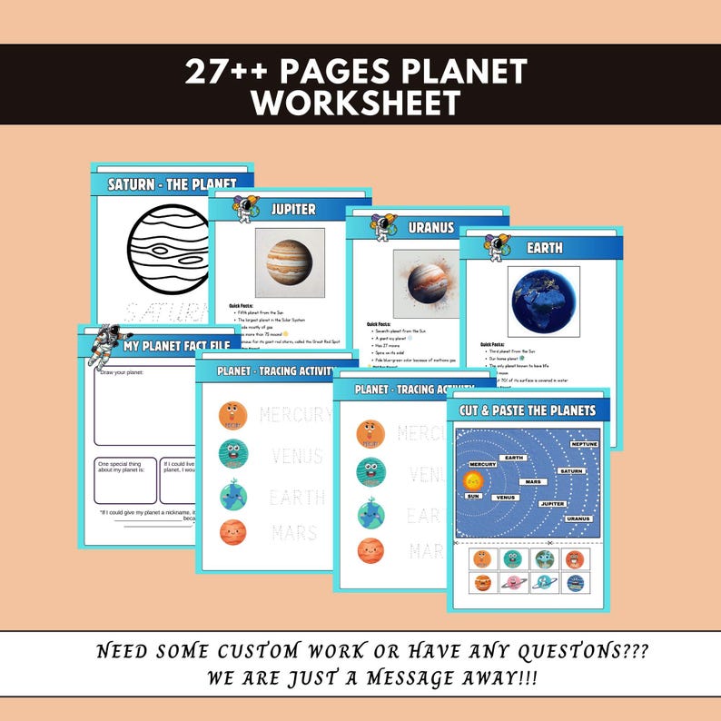 Fun Planet Worksheet.pdf 27+ Pages Planet Worksheet Bundle,solar System Activity,space Science ...