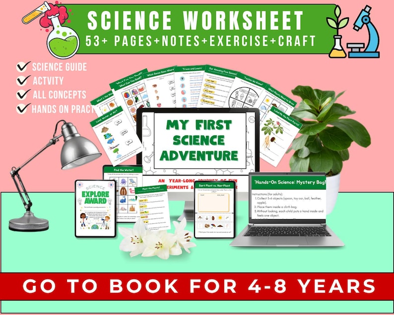 53+Pages Science Worksheets For Kindergarten Homeschool,Science printables,science preschool,prek science,teacher resources,science workbook image 1