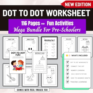 Dot to Dot Worksheet,Connect The Dots Printable Pages,preschool worksheet,dot to dot tracing, Education Worksheet,homeschool busy book,prek