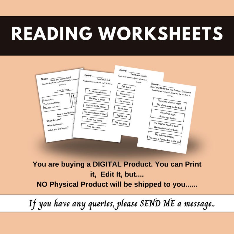 reading worksheets, reading comprehension, printable reading, phonics worksheets, sight words, literacy worksheets, homeschool reading, kindergarten reading, first grade reading, 2nd grade reading, fluency practice, reading passages, reading activities