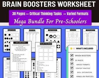 Brain Booster Printable Activity Book for Kids,brain games for kid,Fun Educational Games,Mazes,Logic Puzzles,educational games,kids activity