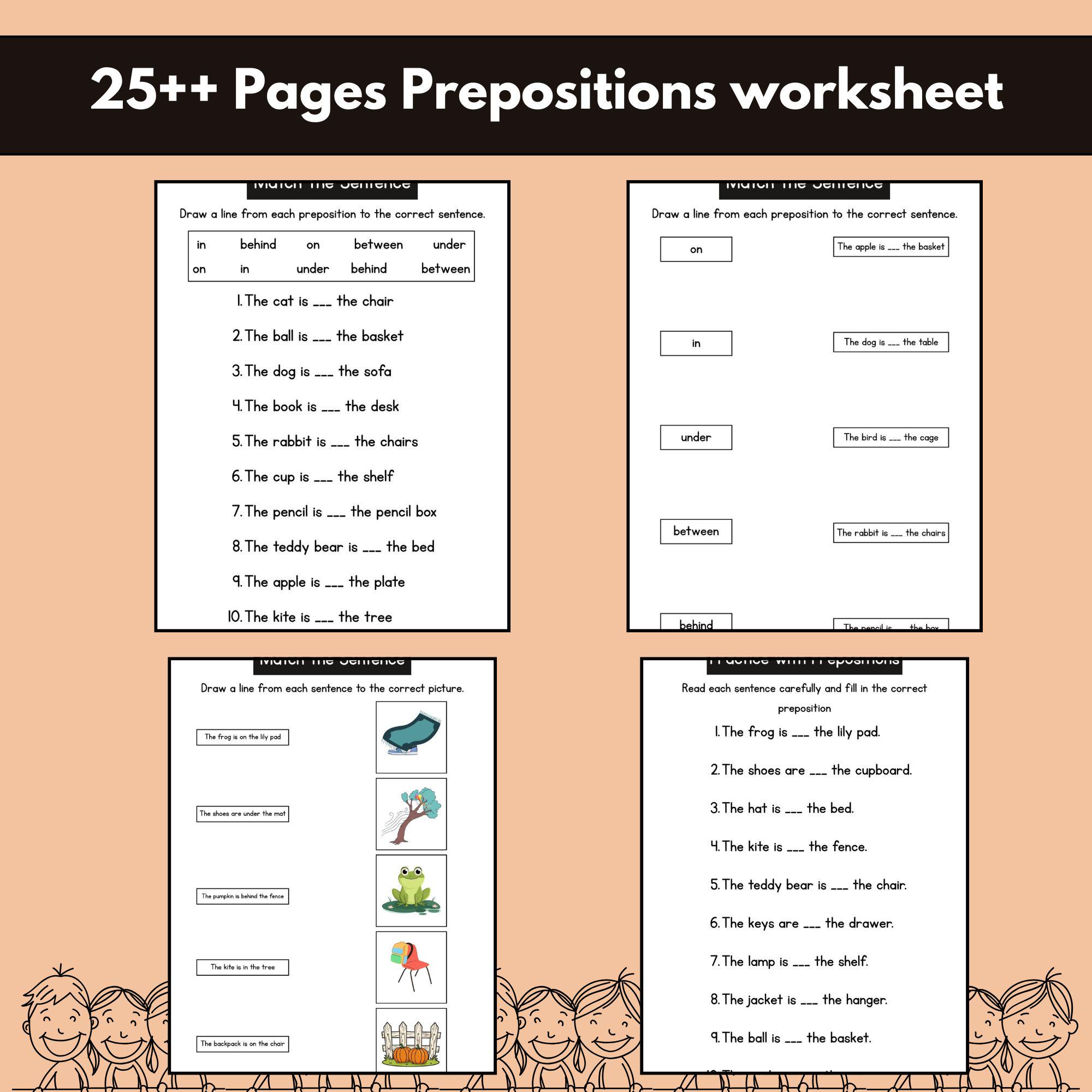 Preposition Worksheet,learning Game for Kid,grammar Worksheet,language ...