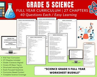 grade 5 science,science worksheet,1080+ question grade 5 worksheets,science bundle, printable worksheet,homeschool science,science printable